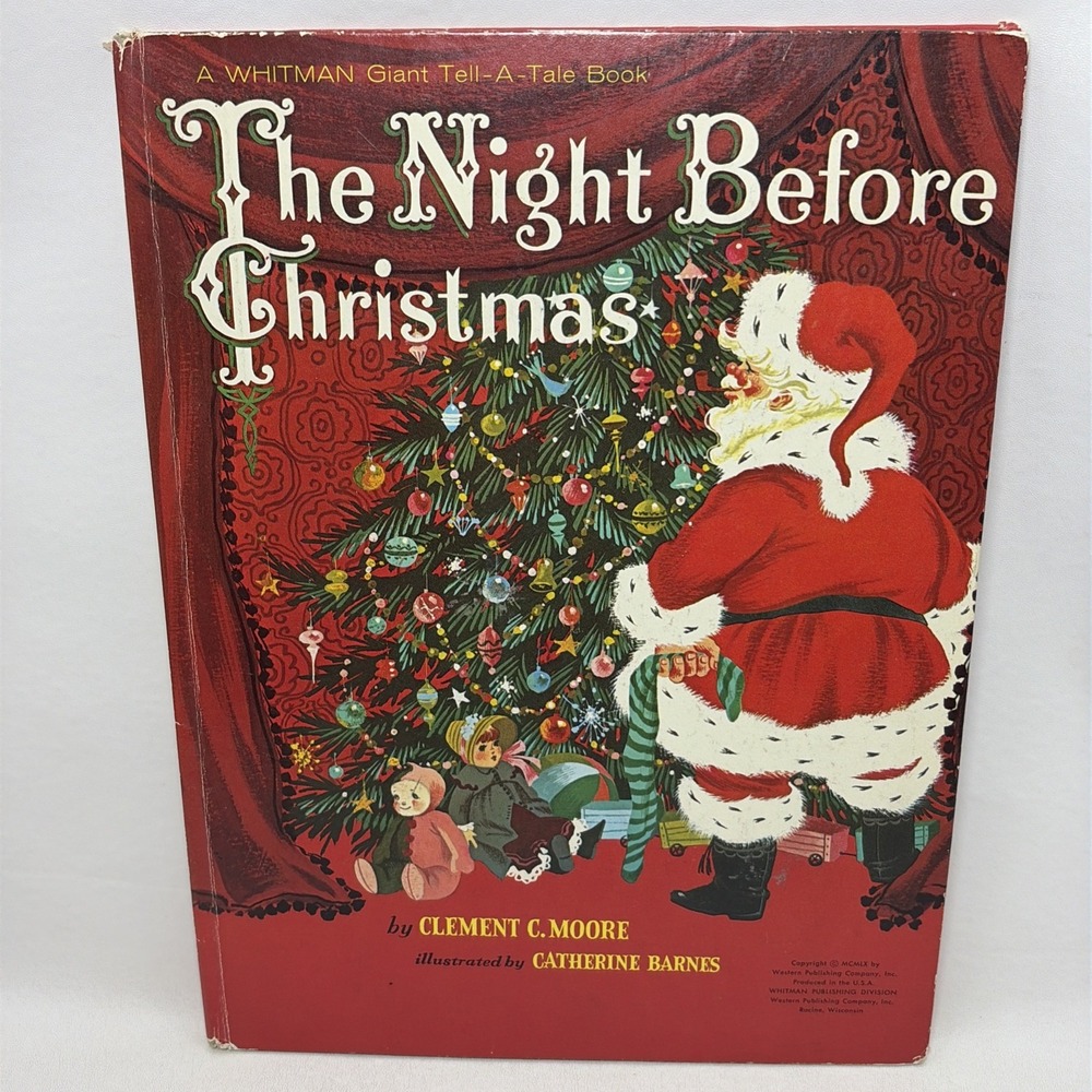 Vintage Whitman Giant Tell A Tale The Night Before Christmas HC 1960 HTF Santa